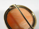 Victorian 18K Yellow Gold Deep Carved Angel Skin Coral Cameo Brooch - Just Stuff I Sell
