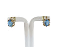 Lovely High Quality 14K Yellow Gold Blue Topaz & Diamond Stud Earrings - Just Stuff I Sell