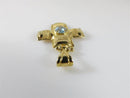 14K Gold Polished Textured Gold Cross with Oval Topaz Stone 3.1 Grams - Just Stuff I Sell