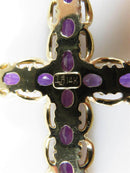 Fab 2 3/8" TL Amethyst & Diamond Cross Pendant Well Made 14K L J 8.6 Gram - Just Stuff I Sell