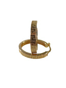 14K Gold Greek Key Oval Hollow Body Rose Colored Hoop Earrings 2.8 Grams - Just Stuff I Sell