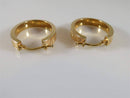 14K Gold Greek Key Oval Hollow Body Rose Colored Hoop Earrings 2.8 Grams - Just Stuff I Sell