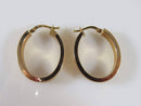 14K Gold Greek Key Oval Hollow Body Rose Colored Hoop Earrings 2.8 Grams - Just Stuff I Sell
