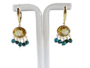 ZB 14K Yellow Gold Oval Citrine and 5 Turquoise Dangle Earrings 3.8 grams - Just Stuff I Sell
