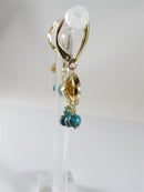 ZB 14K Yellow Gold Oval Citrine and 5 Turquoise Dangle Earrings 3.8 grams - Just Stuff I Sell