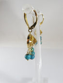 ZB 14K Yellow Gold Oval Citrine and 5 Turquoise Dangle Earrings 3.8 grams - Just Stuff I Sell