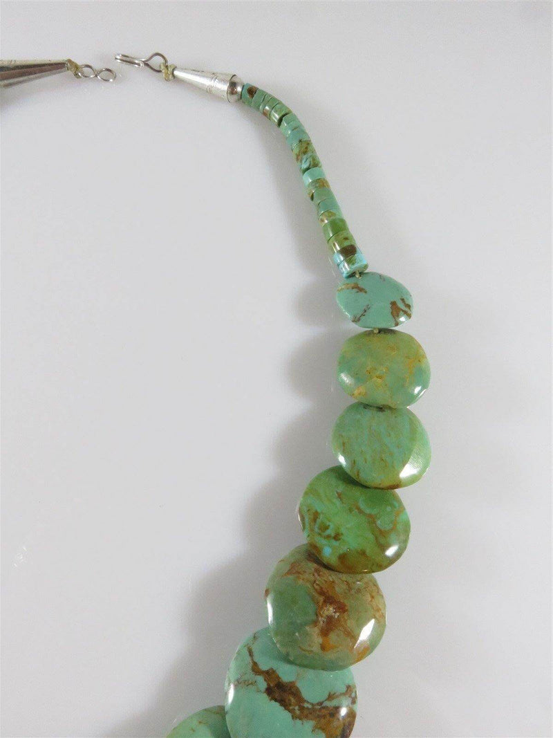 Gorgeous High Polish Green & Brown Santo Domingo Style Turquoise Disc Necklace - Just Stuff I Sell