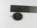 Antique Gold & Silver Wrapped Carved Pierced Spinach Jade Lotus Blossom Pendant - Just Stuff I Sell