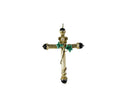 Vintage Victorian Style Sterling Silver Cross Enamel, Floral, Paste Stone, Onyx — Charms & Pendants • Gold, Sterling Silver —