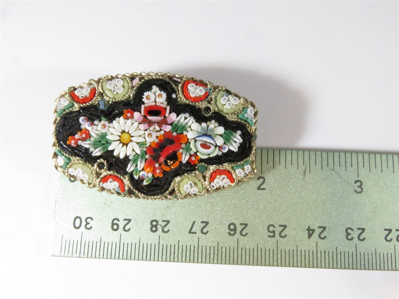 Vintique Floral Micro Mosaic Grand Tour Style Souvenir Brooch Floral Design - Just Stuff I Sell