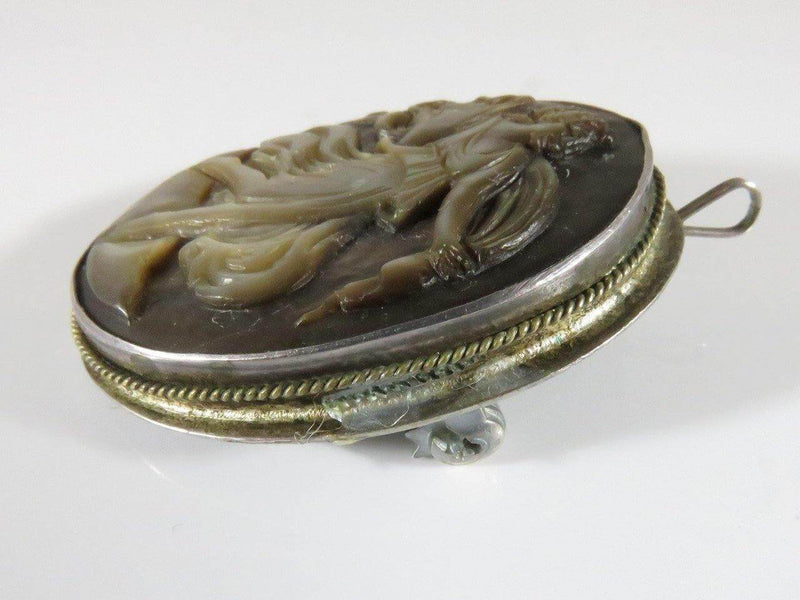 Antique Carved Shell Grand Tour Souvenir Brooch/Pendant 800 Silver - Just Stuff I Sell