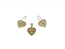 14K Yellow & Pink Black Hills Style Gold Heart Dangle Earrings Pendant Grouping — Earrings • 14K, Gold • Diamond — front view