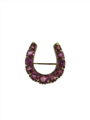Stunning 14K Gold 3.8 TCW 11 Natural Pink Tourmaline Victorian Era Horseshoe Pin - Just Stuff I Sell