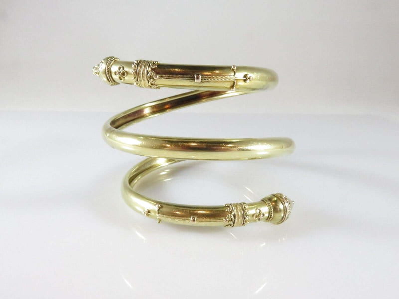 Antique 18K Gold Victorian Etruscan Revival Bangle Wrap Serpent Style Bracelet - Just Stuff I Sell