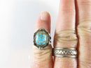 Fabulous Native American Natural Blue Gem Turquoise Cabochon Turtle Ring - Just Stuff I Sell
