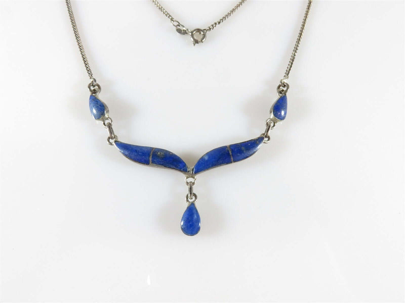 Beautiful Unique Sterling Lapis Lazuli Art Nouveau Style Necklace 16.5" TL - Just Stuff I Sell