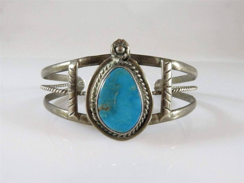 Antique Navajo Style 1925 Sterling Silver Turquoise Fred Harvey Era Cuff - Just Stuff I Sell