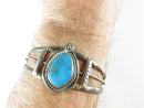 Antique Navajo Style 1925 Sterling Silver Turquoise Fred Harvey Era Cuff - Just Stuff I Sell