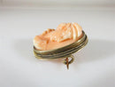 Victorian 18K Yellow Gold Deep Carved Angel Skin Coral Cameo Brooch - Just Stuff I Sell