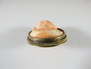 Victorian 18K Yellow Gold Deep Carved Angel Skin Coral Cameo Brooch - Just Stuff I Sell