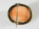 Victorian 18K Yellow Gold Deep Carved Angel Skin Coral Cameo Brooch - Just Stuff I Sell