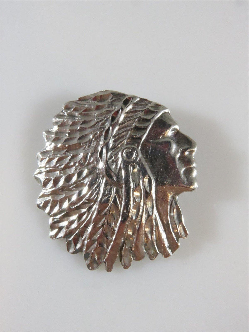 Sterling Silver Indian Chief Pendant 925 1 1/2" x 1 3/8" Indian head Pendant - Just Stuff I Sell