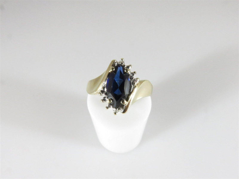 10K Gold Marquise Cut Blue Sapphire Cocktail Ring Size 6 1/2 - Just Stuff I Sell