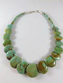 Gorgeous High Polish Green & Brown Santo Domingo Style Turquoise Disc Necklace - Just Stuff I Sell