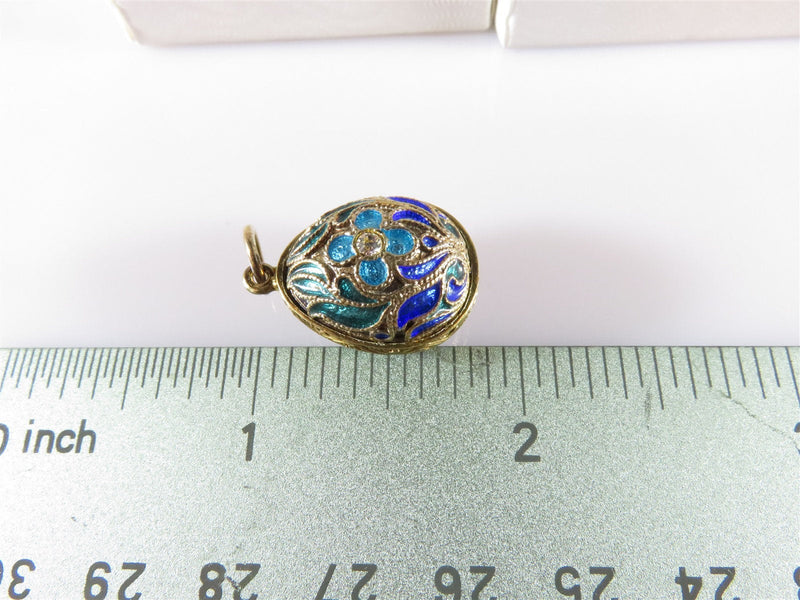Sterling Silver Gold Washed Enameled Paste Faberge Egg Charm American Russian Co - Just Stuff I Sell