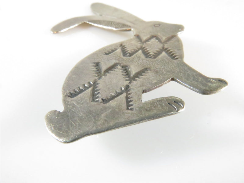 Vintage Stamped Sterling Silver Navajo Style Figural Rabbit Pin Unsigned - Just Stuff I Sell