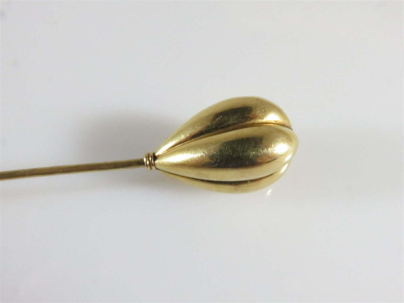 Antique 14K Balloon Melon Top 5 1/2" Long Hat Pin - Just Stuff I Sell