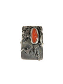 Brutalist Design Coral Setting Abstract Art Ring Size 6.5 Sterling Silver Unisex - Just Stuff I Sell