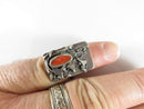 Brutalist Design Coral Setting Abstract Art Ring Size 6.5 Sterling Silver Unisex - Just Stuff I Sell