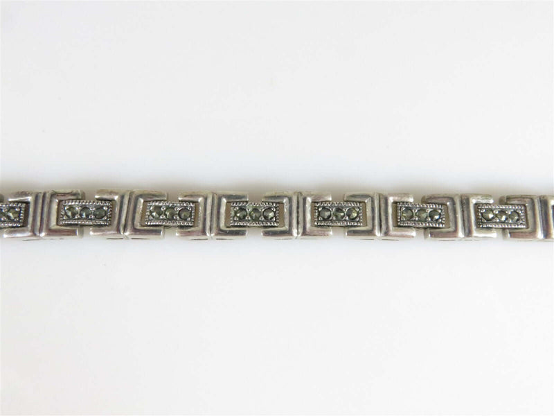 Chunky Sterling Silver & Marcasite Bracelet Approx 7" - Just Stuff I Sell