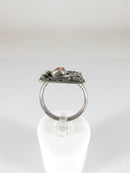 Brutalist Design Coral Setting Abstract Art Ring Size 6.5 Sterling Silver Unisex - Just Stuff I Sell