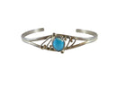 Sterling Silver Native American Bracelet Blue Turquoise Signed R 5 1/2" - Just Stuff I Sell