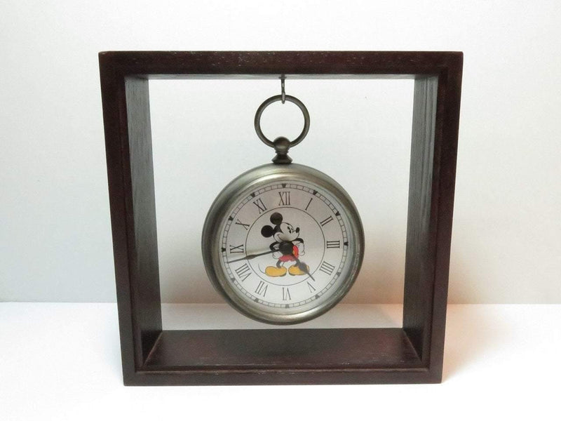 Vintage Mickey Mouse Disney Pocket Watch Clock in Shadow Frame - Just Stuff I Sell