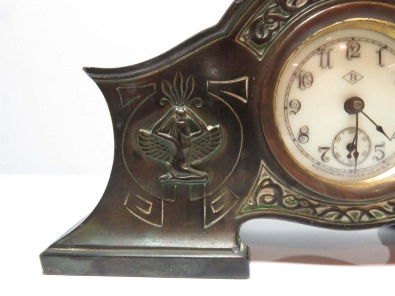 Antique Egyptian Themed Waterbury Clock Co Benedict Mfg Co Desk Clock - Just Stuff I Sell