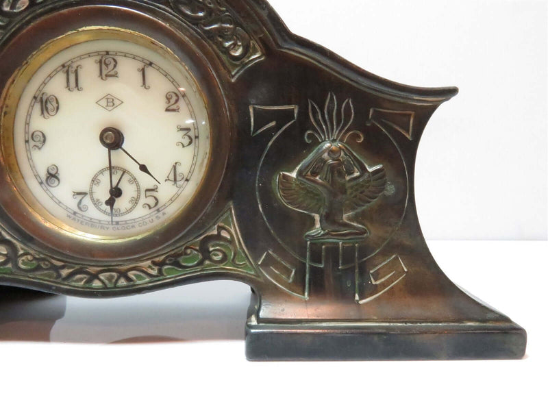 Antique Egyptian Themed Waterbury Clock Co Benedict Mfg Co Desk Clock - Just Stuff I Sell