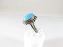 Southwestern Style Rope Trim Cabochon Turquoise Sterling Silver Ring Size 4.5 - Just Stuff I Sell