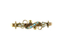 Antique Edwardian Victorian 9K Yellow Gold Seed Pearl Turquoise Bar Pin 1 1/2" - Just Stuff I Sell