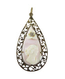 10K Victorian Filigree Carved Cameo with Old Cut Diamond Accent For Repair - Just Stuff I Sell