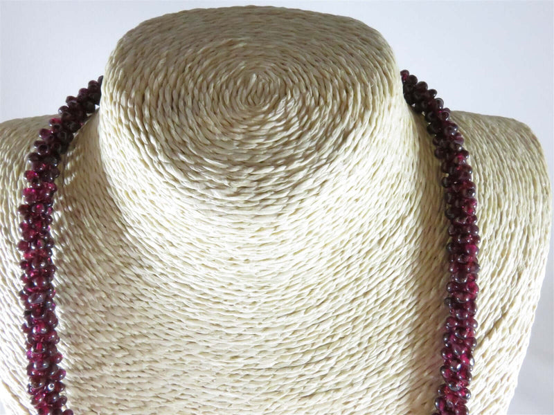Fabulous 26" Natural Polished Burgundy Garnet Strung Bead Strand Necklace - Just Stuff I Sell