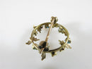10K Gold Turn of the Century Glass Turquoise & Pearl Leaf Accented Pin - Just Stuff I Sell