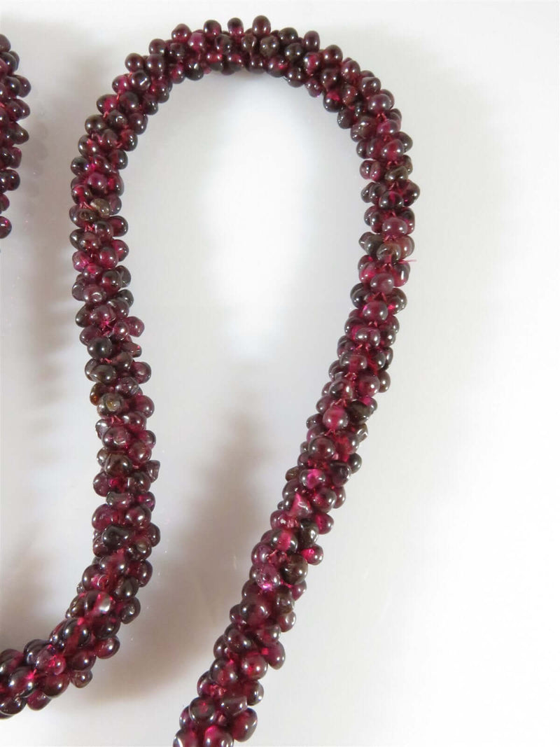 Fabulous 26" Natural Polished Burgundy Garnet Strung Bead Strand Necklace - Just Stuff I Sell