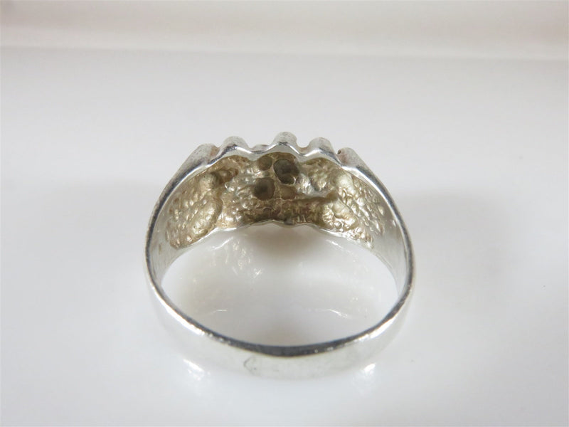 Vintage Sterling Silver Nugget Style Ring Size 11 Open Back Fit Size 11.5 - Just Stuff I Sell