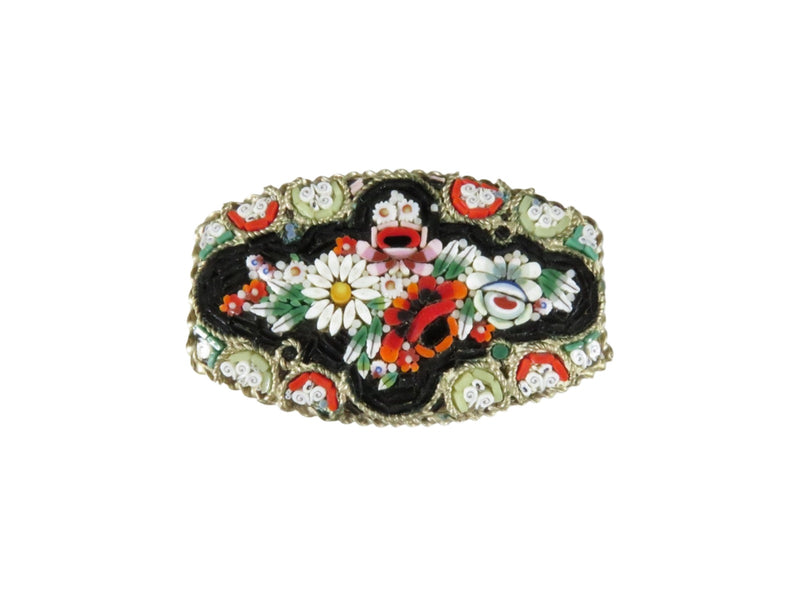 Vintique Floral Micro Mosaic Grand Tour Style Souvenir Brooch Floral Design - Just Stuff I Sell