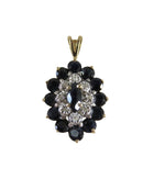 Solid 14K Yellow Gold Diamond And Blue Spinel Cluster Pendant 1.8 Grams - Just Stuff I Sell