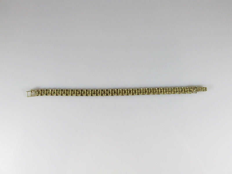 10K Yellow Gold 3 Row Panther Bracelet Unisex 11.9 Grams 7.5" & 7.5mm Wide - Just Stuff I Sell