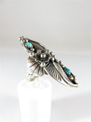 Stunning Navajo Floral Leaf Turquoise Ring Size 8 Herman Smith Pointer Ring - Just Stuff I Sell